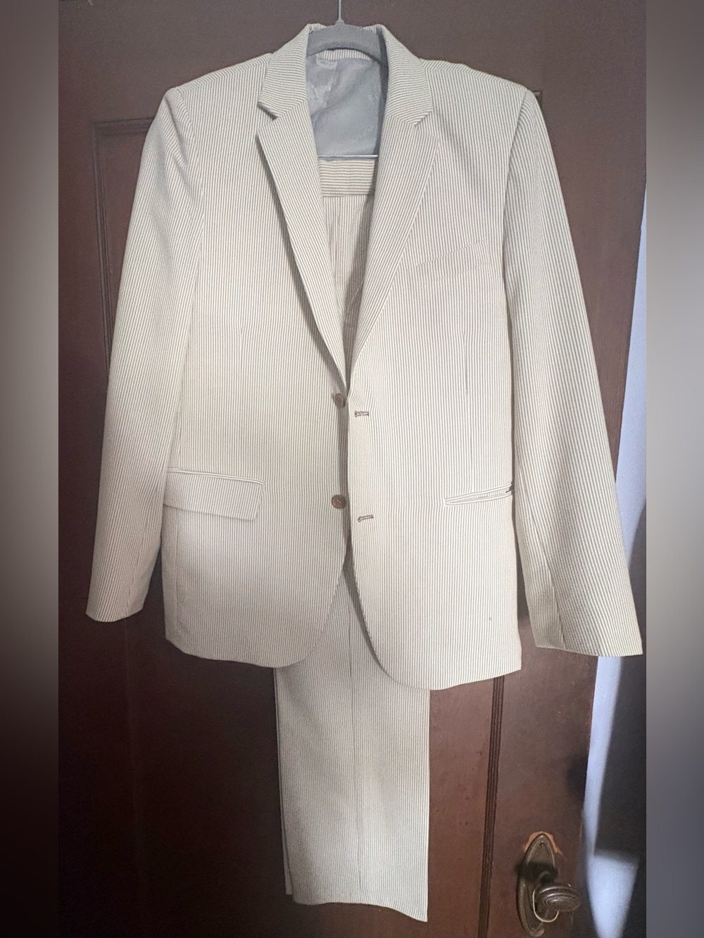 Youth Cream Pinstripe Two-Piece Suit